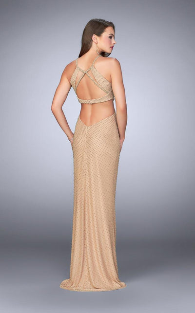 La Femme - 23941 Strappy Halter Style Beaded Prom Dress Special Occasion Dress