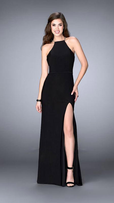 La Femme - 23962 Elegant Beaded High Neck Jersey Dress Special Occasion Dress