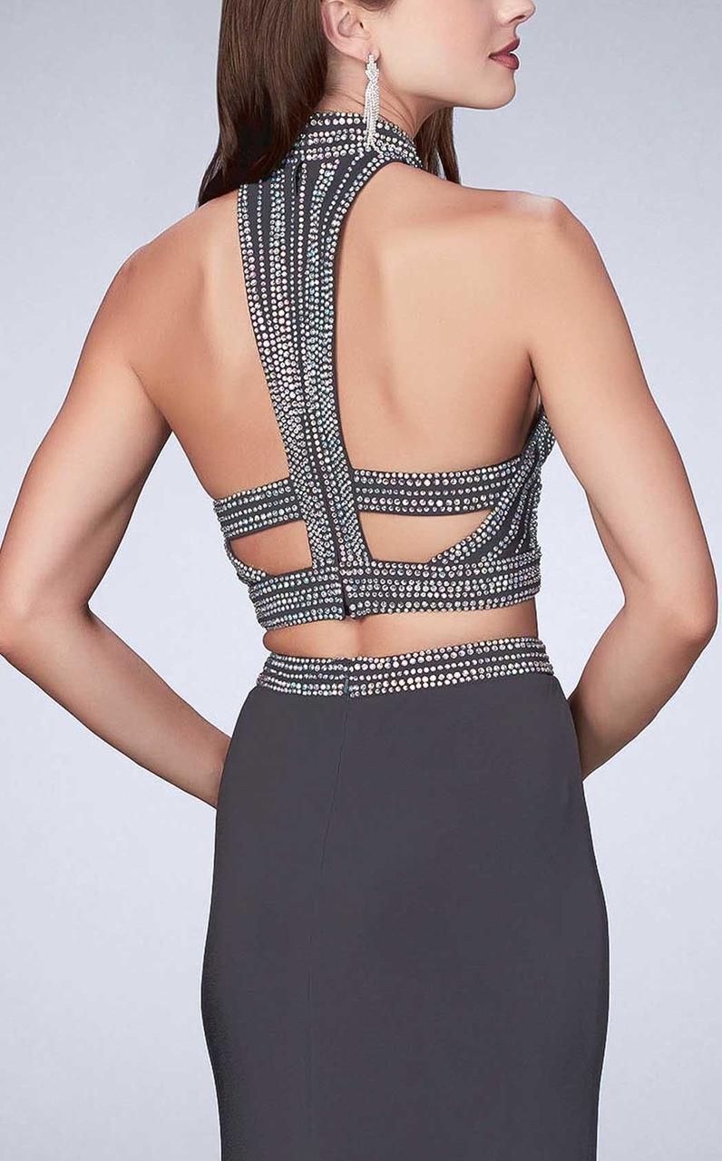 La Femme - 24521 Exquisite High Crystal-Adorned Long Evening Gown Special Occasion Dress