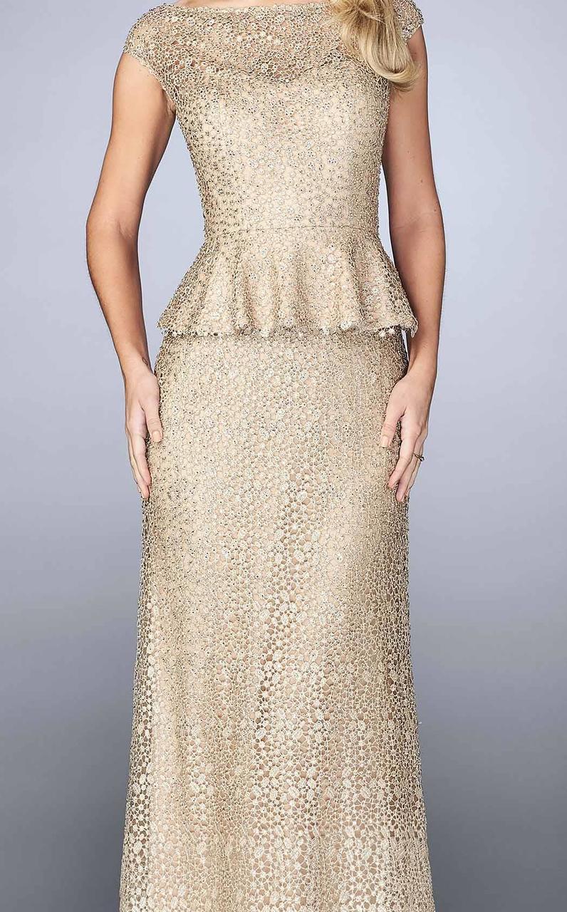 La Femme - 24896 Cap Sleeve Lace Peplum Gown Special Occasion Dress