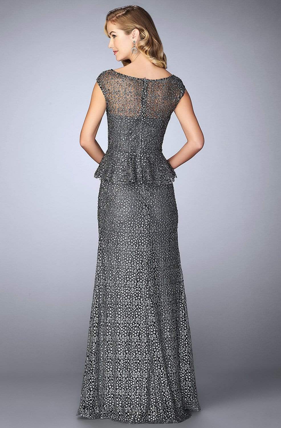 La Femme - 24896 Cap Sleeve Lace Peplum Gown Special Occasion Dress