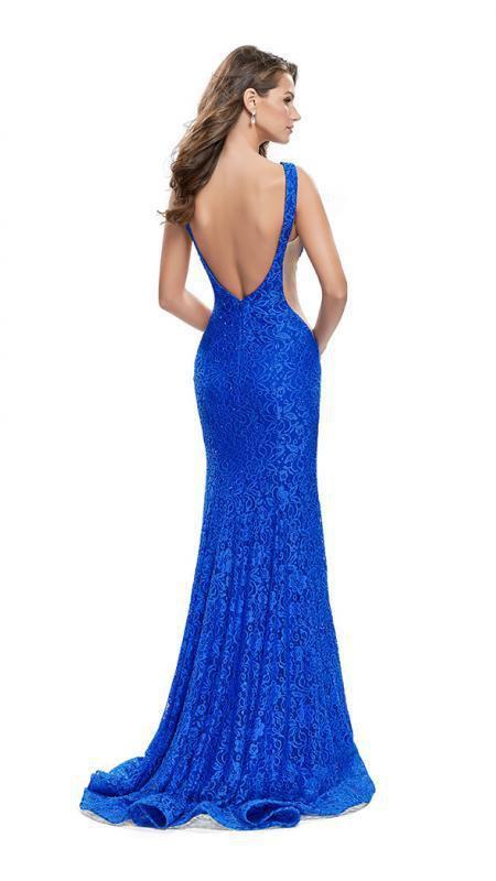 La Femme - 24903 Sleeveless Jewel Back Lace Mermaid Gown Special Occasion Dress