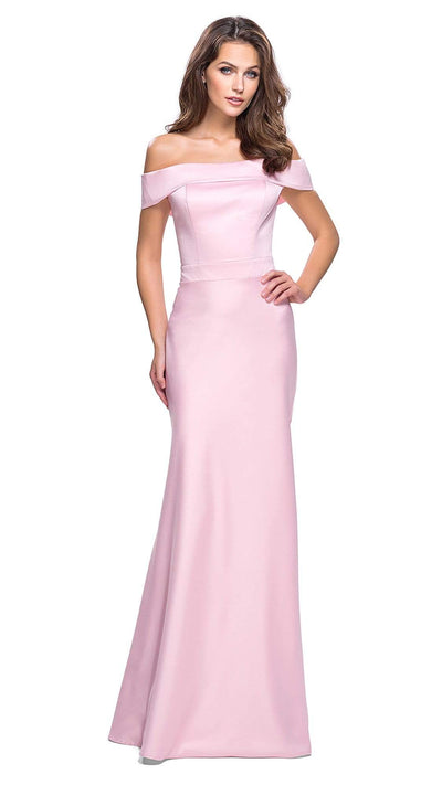 La Femme - 25579 Fitted Off Shoulder Trumpet Gown Bridesmaid Dresses 00 / Blush