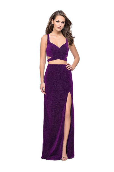 La Femme - 25597 Strappy Two Piece Jersey Dress Special Occasion Dress 00 / Purple