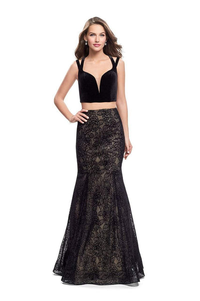 La Femme - 25772 Two Piece Velvet Strappy Lace Mermaid Gown Special Occasion Dress