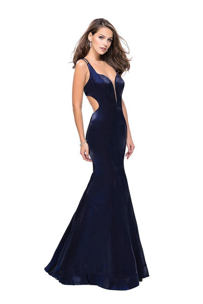 La Femme - 25813 Strappy Deep V-neck  Mermaid Dress Special Occasion Dress