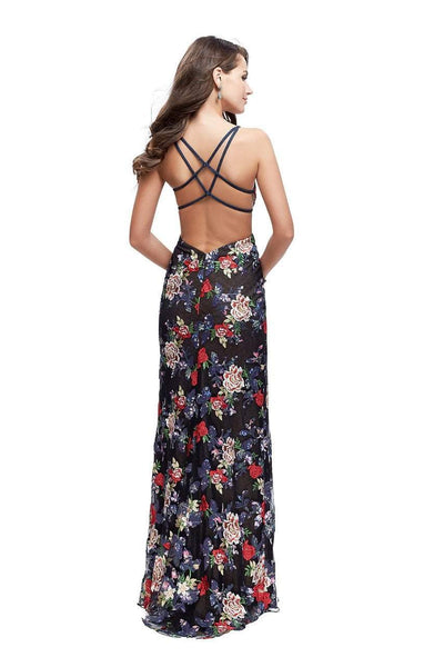 La Femme - 25900 Deep Sweetheart Strappy Floral Printed Gown Special Occasion Dress