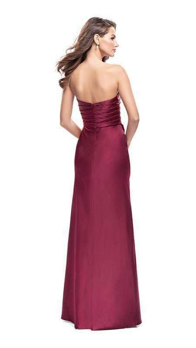 La Femme - 26017 Plunging Sweetheart Draping Satin Sheath Gown Evening Dresses