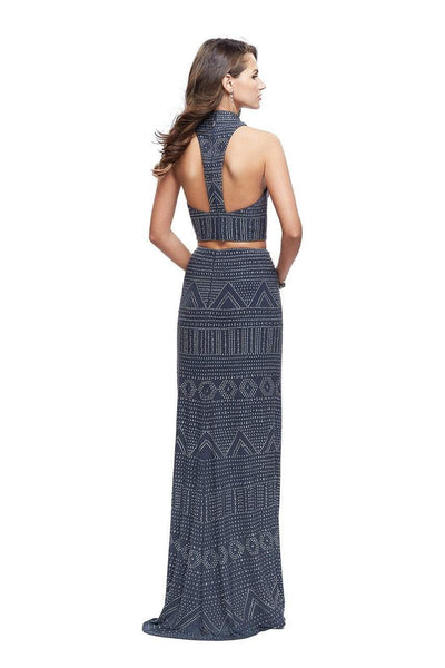 La Femme - 26045 High Neck Patterned Metallic Beaded Two Piece Gown Special Occasion Dress