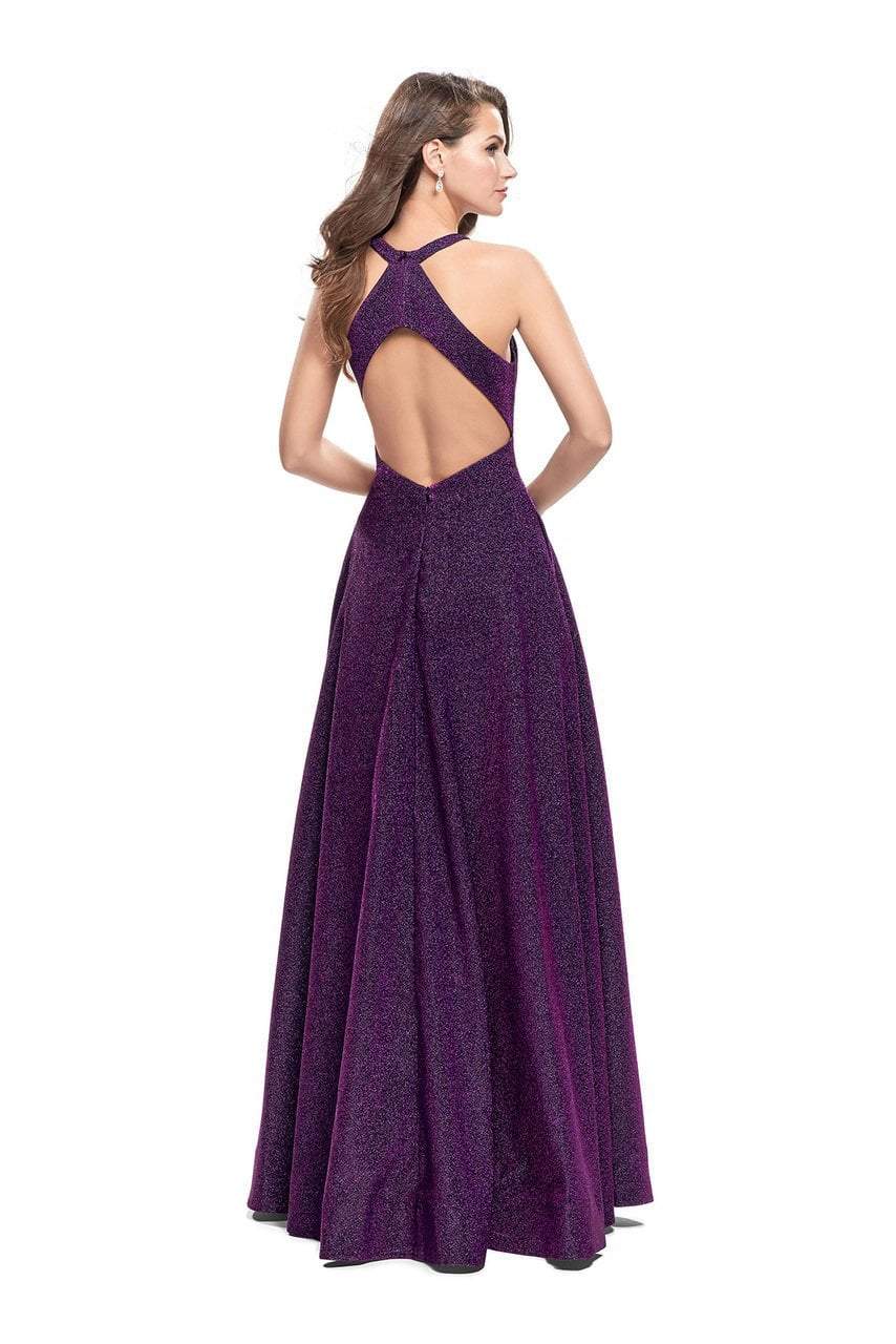 La Femme - 26073 Sparkling Mikado Halter A-line Gown Special Occasion Dress