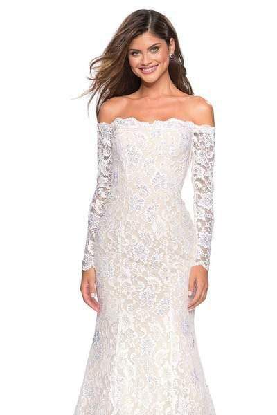 La Femme - 26393 Long Sleeve Off Shoulder Lace Trumpet Gown Special Occasion Dress