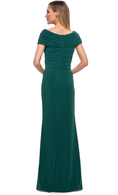 La Femme - 26519 Off Shoulder V Neck Long Sheath Jersey Gown Mother of the Bride Dresses