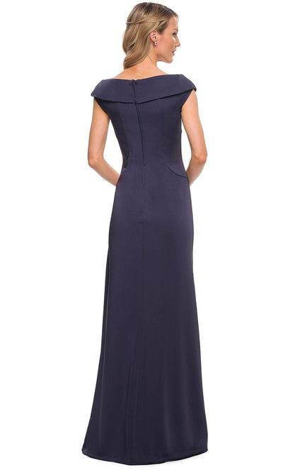 La Femme - 26523 Wide V Neck Fold over Sleeves Long Gown Evening Dresses