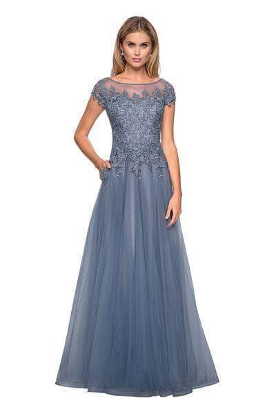 La Femme - 26893 Embroidered Lace Bateau A-line Dress Special Occasion Dress