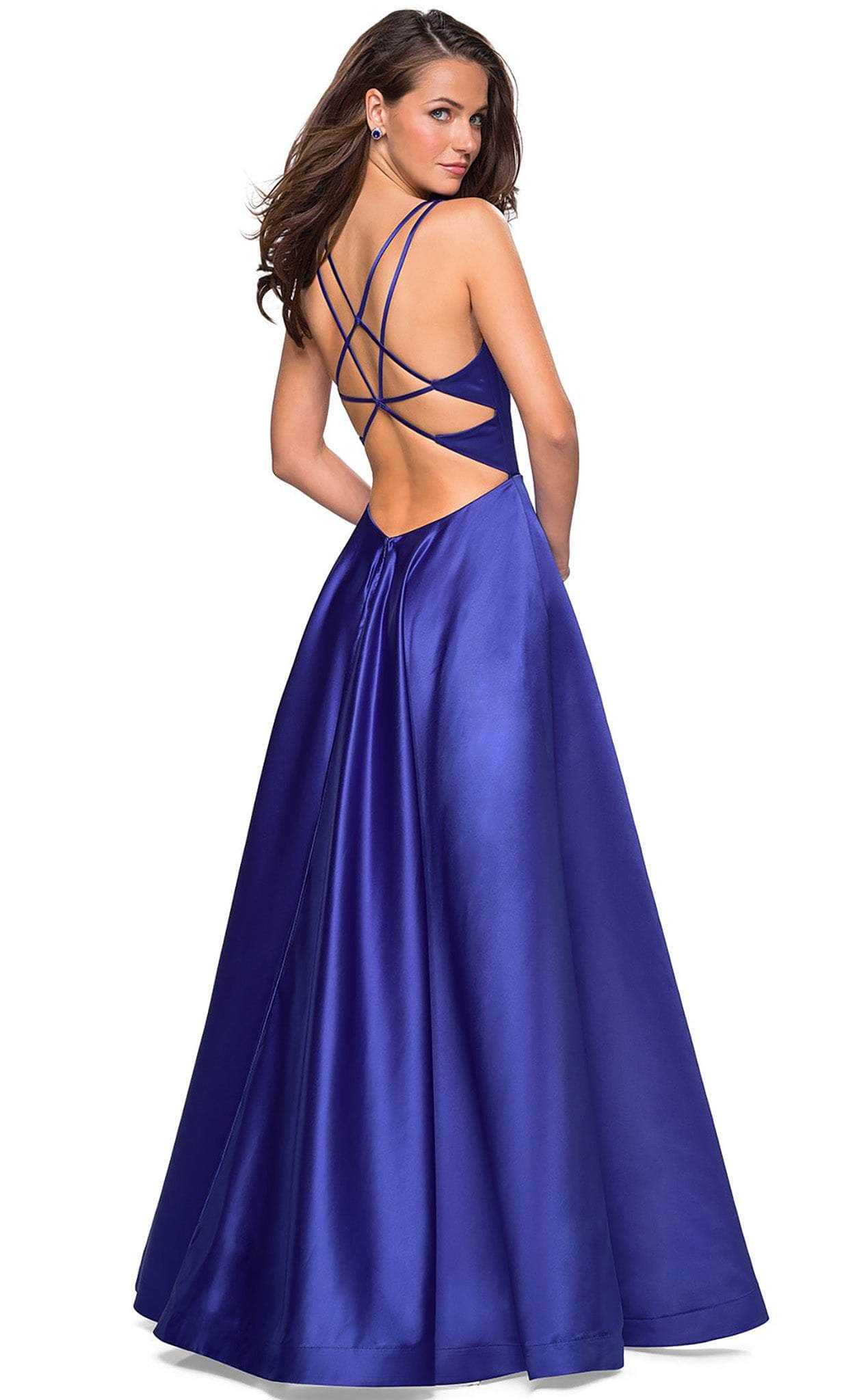 La Femme - 26994 Sexy Strappy Back Satin A-Line Evening Gown Prom Dresses