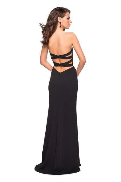 La Femme - 27035 Strapless Jersey Sheath Dress With Slit Formal Gowns