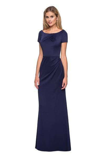 La Femme - 27067 Bateau Side Ruched Trumpet Dress Mother of the Bride Dresses 2 / Navy