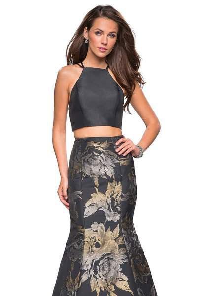 La Femme - 27083 Two Piece Halter Jacquard Mermaid Dress Evening Dresses