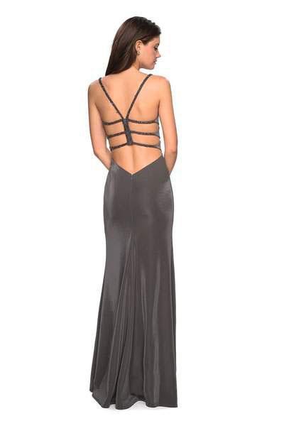 La Femme - 27089 Beaded Strappy Scoop Gown with Slit Special Occasion Dress