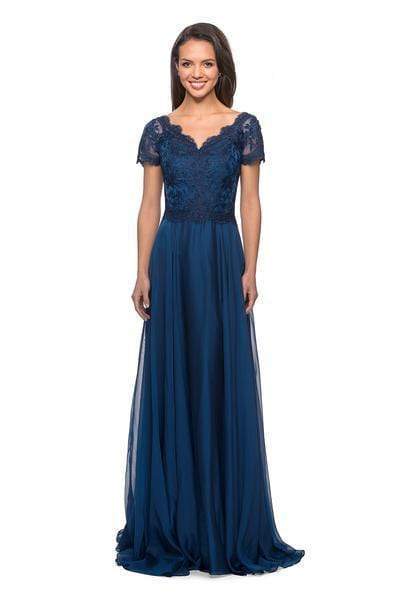 La Femme - 27098 Embordered Lace Bodice Chiffon A- Line Gown Mother of the Bride Dresses