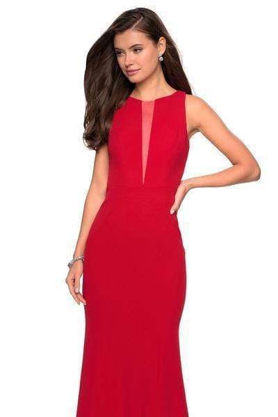 La Femme - 27124 Plunging Illusion Notched Trumpet Gown Special Occasion Dress