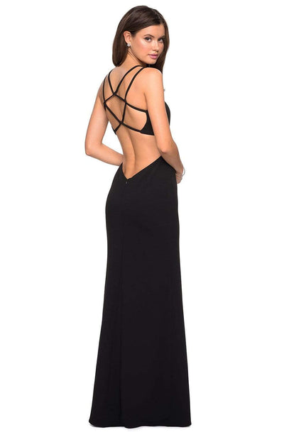 La Femme - 27126 Asymmetrical Neckline Strappy Jersey Evening Dress Evening Dresses