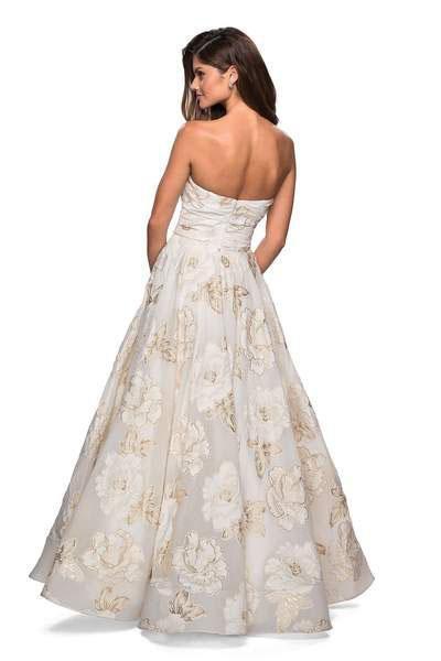 La Femme - 27207 Floral Metallic Strapless A-Line Gown Special Occasion Dress