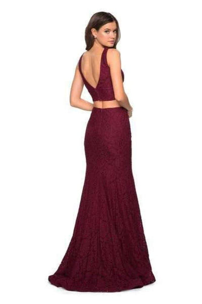 La Femme - 27262 Allover Lace Sleeveless V Neck Two-Piece Mermaid Gown Evening Dresses