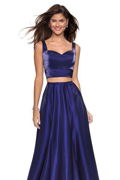 La Femme - 27444 Two-Piece Sweetheart Bodice A-Line Gown Special Occasion Dress 00 / Midnight Blue