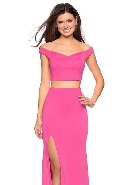 La Femme - 27496 Two Piece Off shoulder Gown with Slit Special Occasion Dress