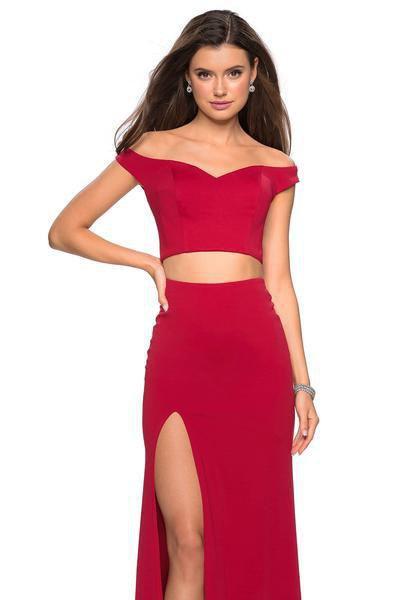 La Femme - 27496 Two Piece Off shoulder Gown with Slit Special Occasion Dress