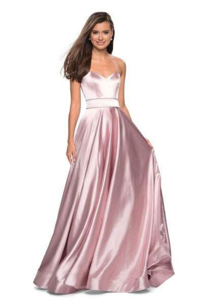 La Femme - 27506 Strapless Sweetheart Metallic Empire Gown Prom Dresses 00 / Rose Gold