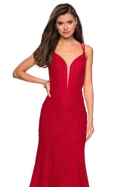 La Femme - 27560 Plunging Sweetheart Strappy Mermaid Dress Special Occasion Dress