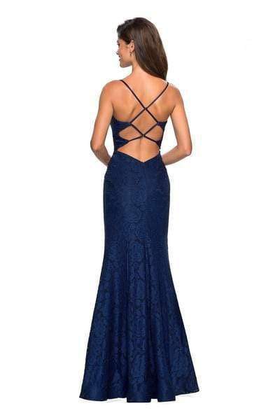 La Femme - 27565 Allover Lace Sleeveless Strappy Back Mermaid Gown Special Occasion Dress