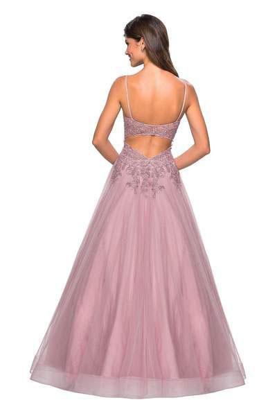 La Femme - 27569 Floral Embellished V-Neck Ballgown Special Occasion Dress