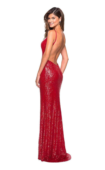 La Femme - 27585 Sequined Backless High Slit Long Gown Special Occasion Dress