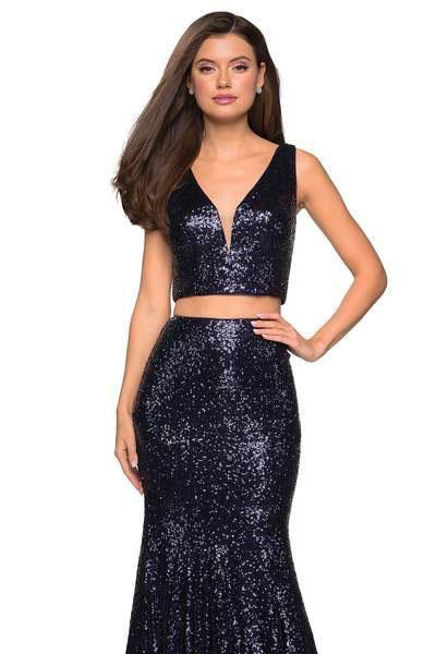 La Femme - 27590 Fully Sequined Deep V-neck Trumpet Dress Special Occasion Dress