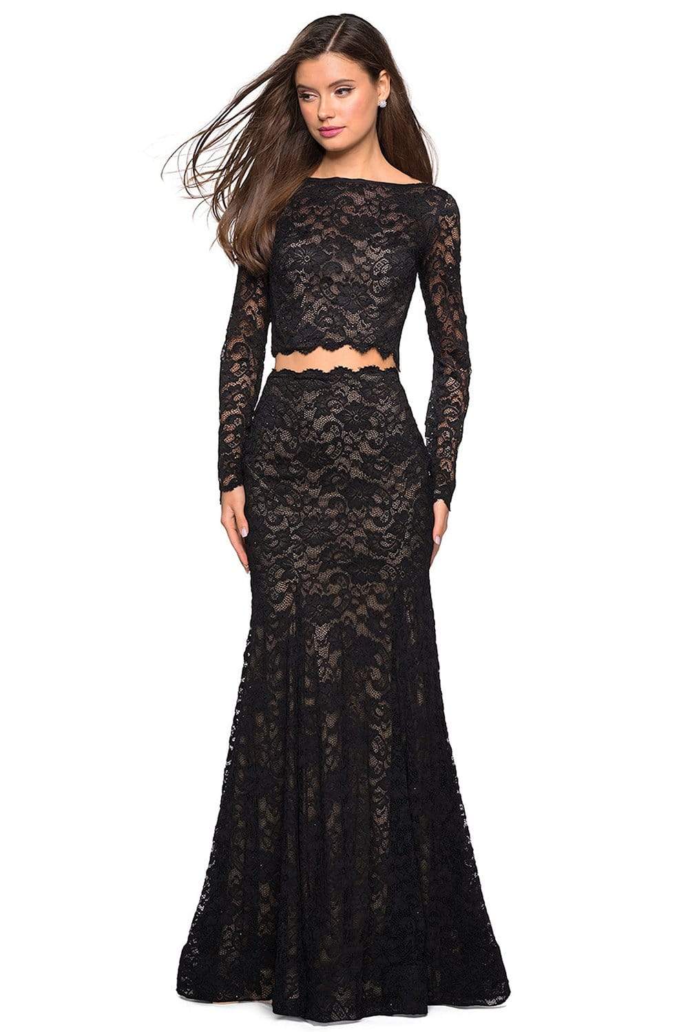 La Femme - 27601 Two-Piece Allover Lace Long Sleeve Evening Gown Evening Dresses