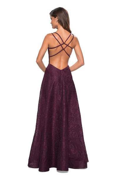 La Femme - 27612 Strappy Plunging V-Neck Gown with Slit Special Occasion Dress