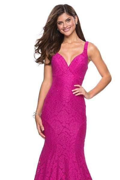 La Femme - 27623 Strappy Low Back Lace Mermaid Gown Special Occasion Dress