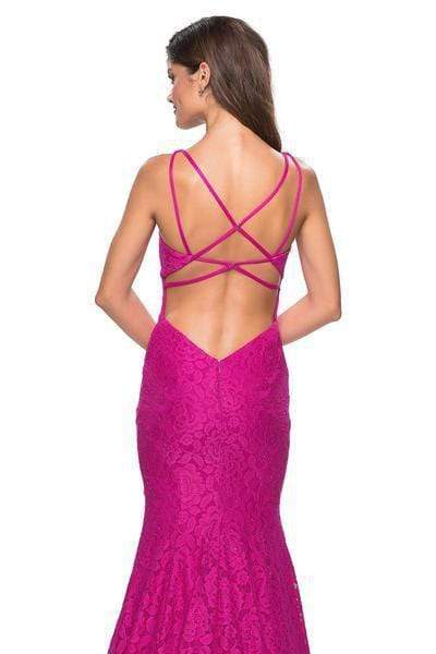 La Femme - 27623 Strappy Low Back Lace Mermaid Gown Special Occasion Dress