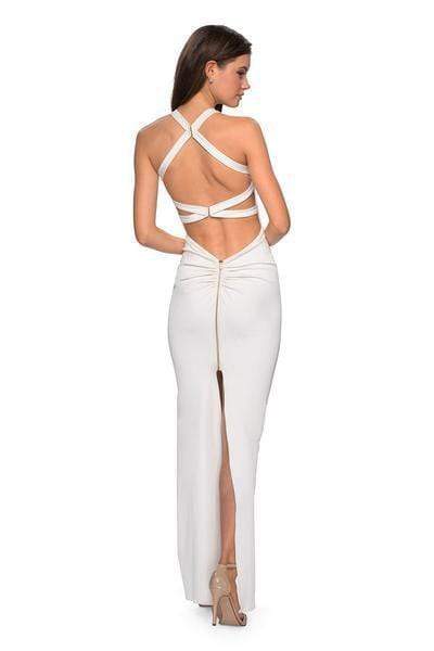 La Femme - 27637 Strappy Plunging Halter Evening Dress Special Occasion Dress