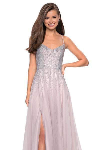 La Femme - 27750 Rhinestone Embellished Tulle A-line Dress Special Occasion Dress