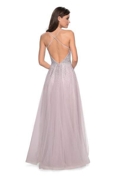 La Femme - 27750 Rhinestone Embellished Tulle A-line Dress Special Occasion Dress