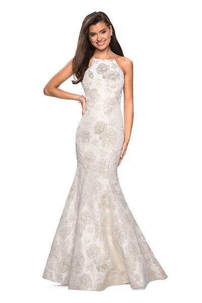 La Femme - 27796 Halter Jacquard Mermaid Dress Special Occasion Dress