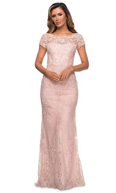 La Femme - 27856 Lace Bateau Sheath Dress Mother of the Bride Dresses 4 / Light Blush