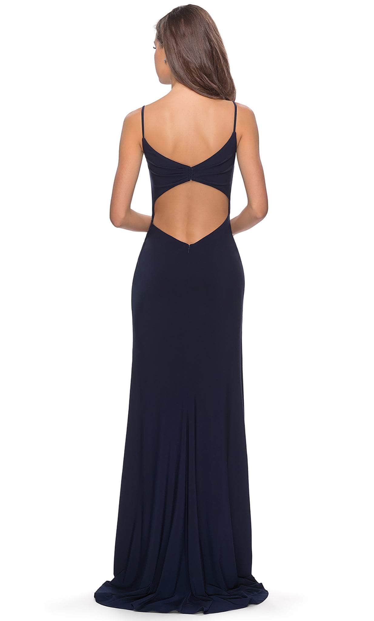 La Femme - 28079 Long Surplice High Slit Jersey Gown Evening Dresses