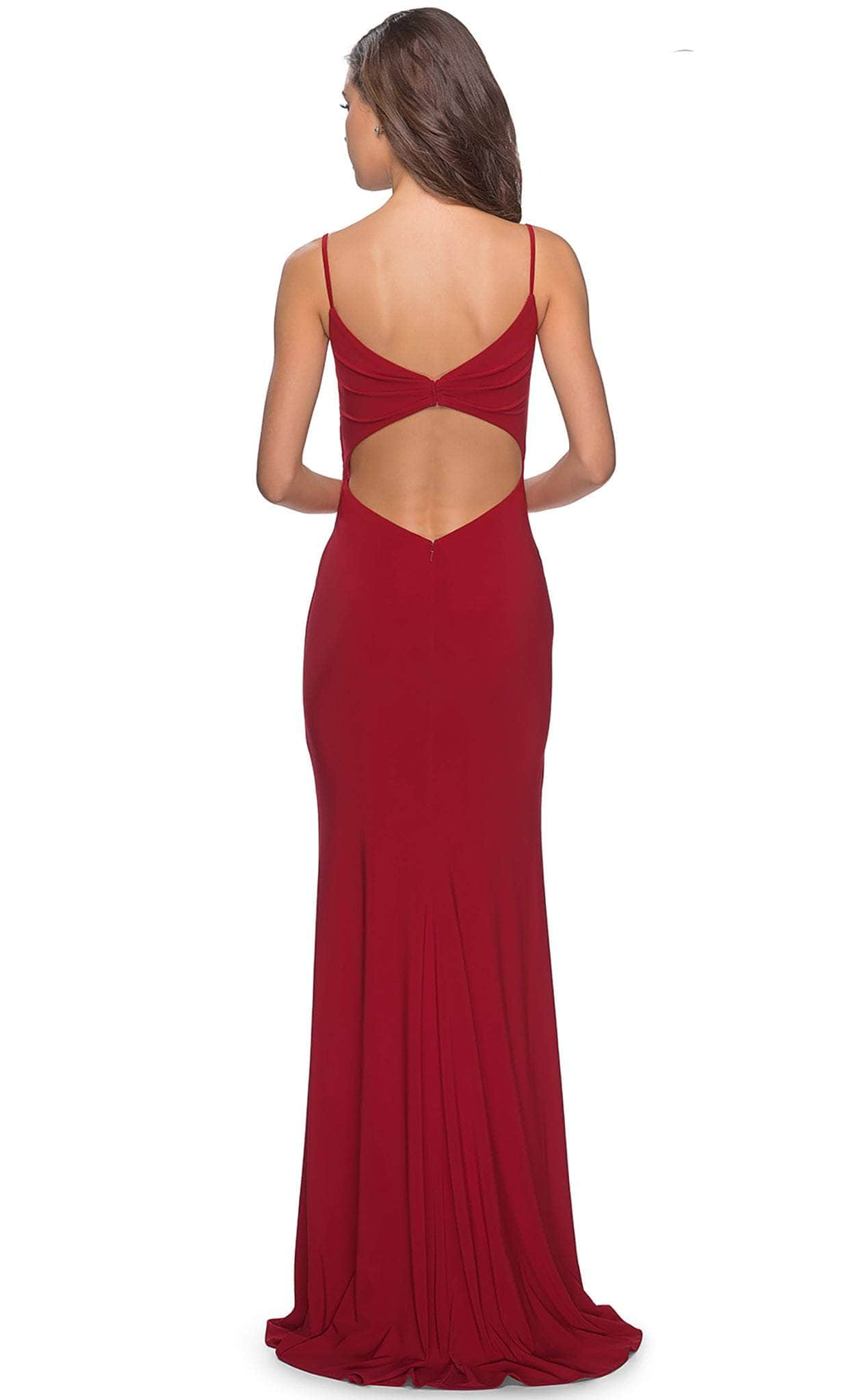 La Femme - 28079 Long Surplice High Slit Jersey Gown Evening Dresses