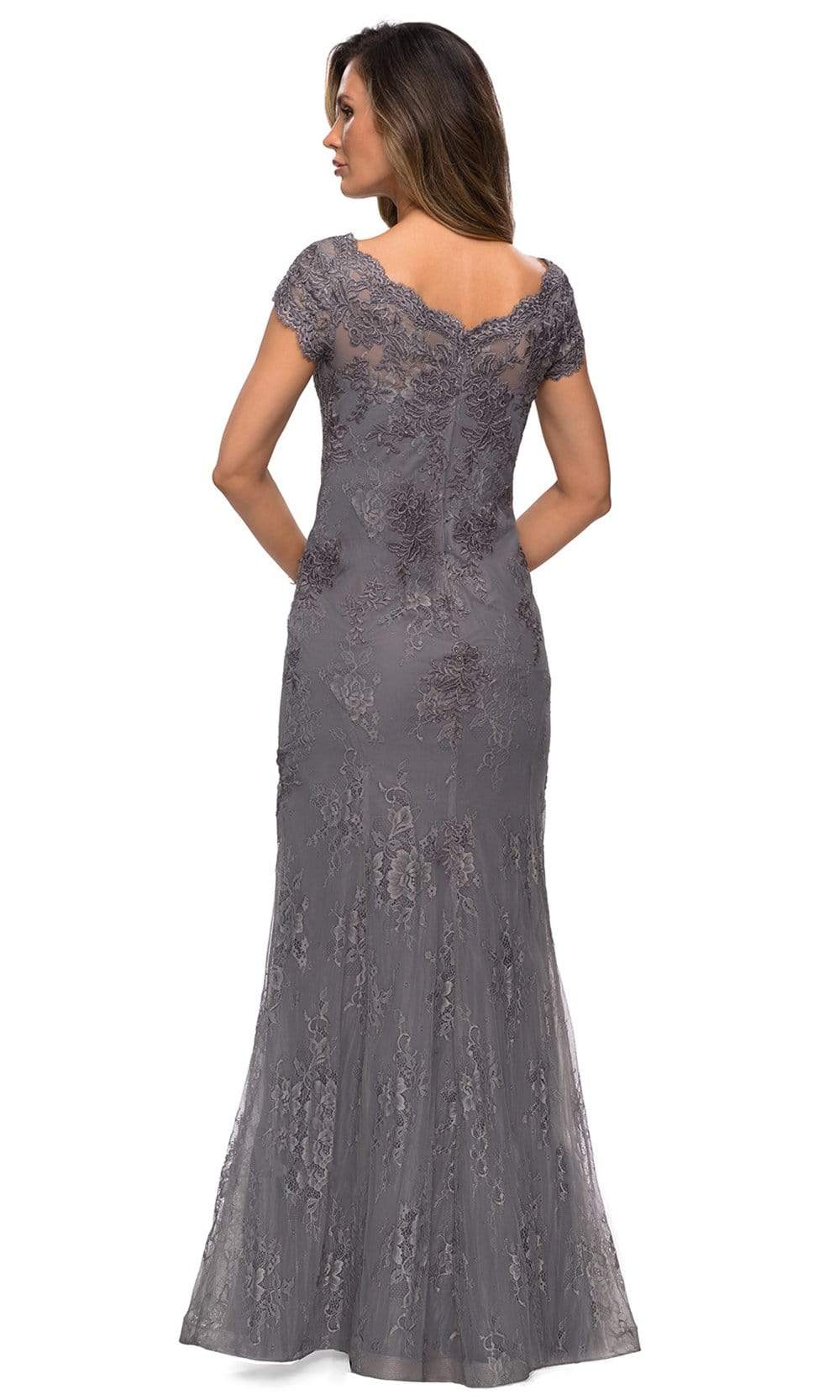 La Femme - 28099 V Neck Floral Lace Trumpet Evening Dress Mother of the Bride Dresses