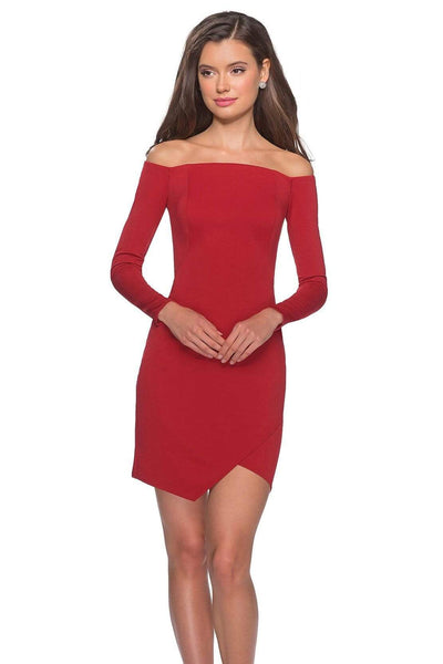 La Femme - 28182 Long Sleeve Off-shoulder Jersey Sheath Dress Cocktail Dresses